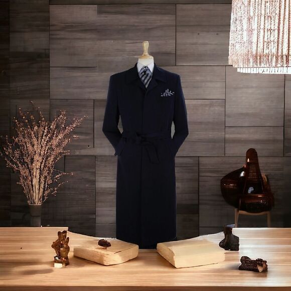 MEN'S JOHN KNIGHT 100% MICROFIBER FULL LENGTH DUSTER TOP COAT. JK-2 NAVY. - Picture 1 of 1